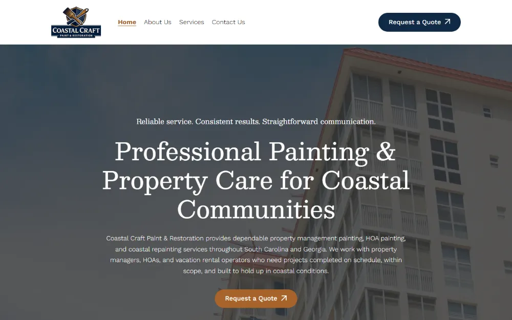 Coastal Craft Paint website — Commercial painting, built by Sundae Websites