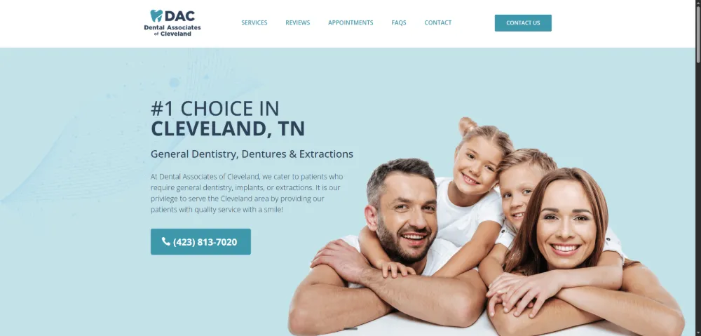 Dental Associates of Cleveland website — Family dentistry, built by Sundae Websites