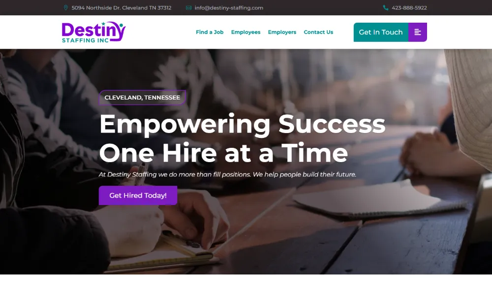 Destiny Staffing website — Staffing & recruiting, built by Sundae Websites