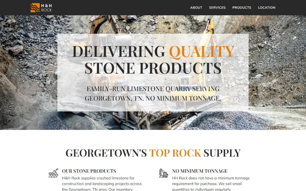 H&H Rock website — Rock & limestone quarry, built by Sundae Websites