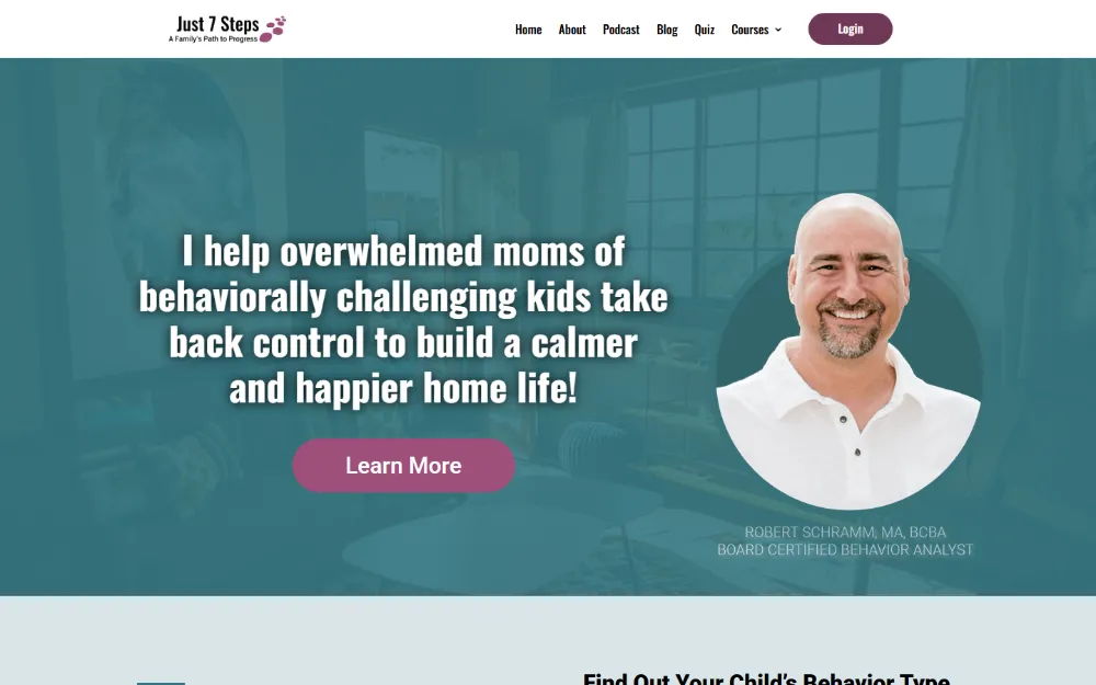 Just 7 Steps website — Behavior analysis (BCBA), built by Sundae Websites
