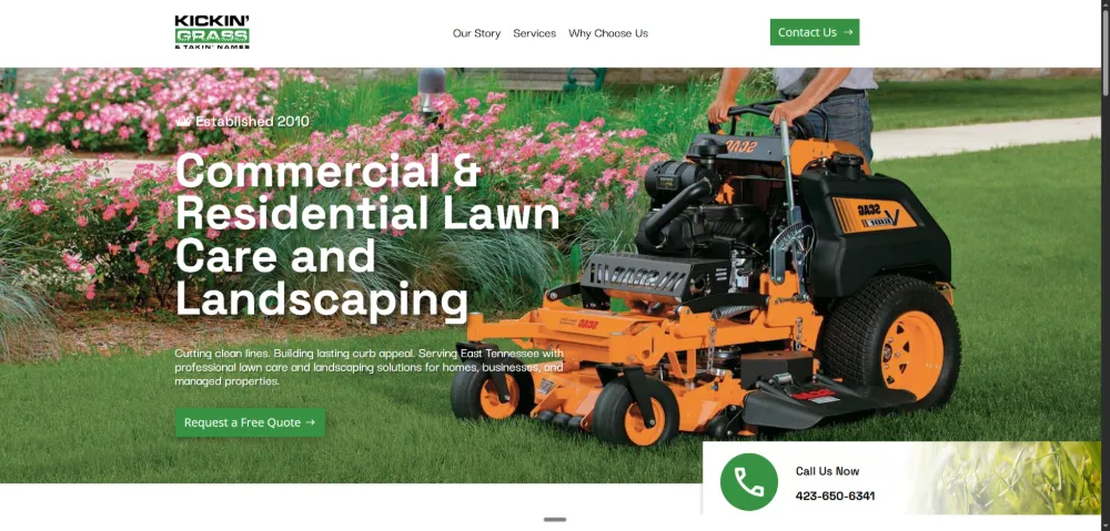 Kicking Grass & Taking Names website — Lawn care & landscaping, built by Sundae Websites