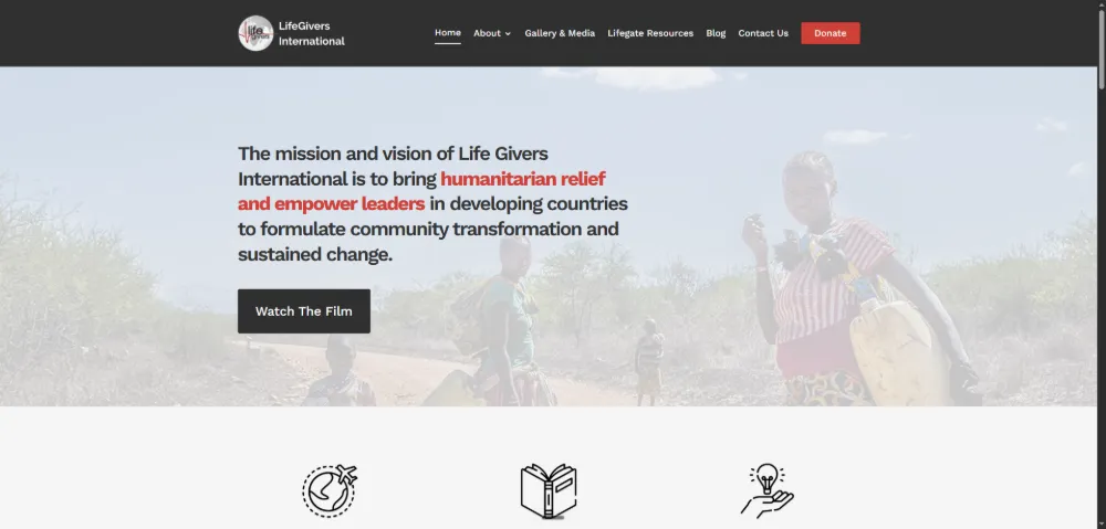 LifeGivers International website — Christian missions, built by Sundae Websites
