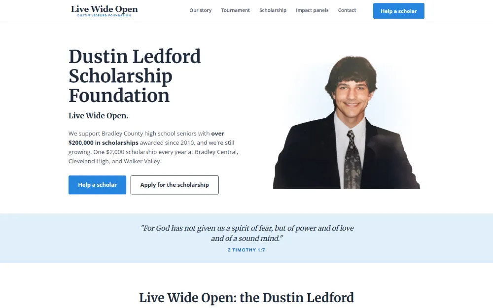 Live Wide Open website — Nonprofit foundation, built by Sundae Websites