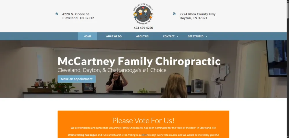 McCartney Family Chiropractic website — Chiropractor, built by Sundae Websites