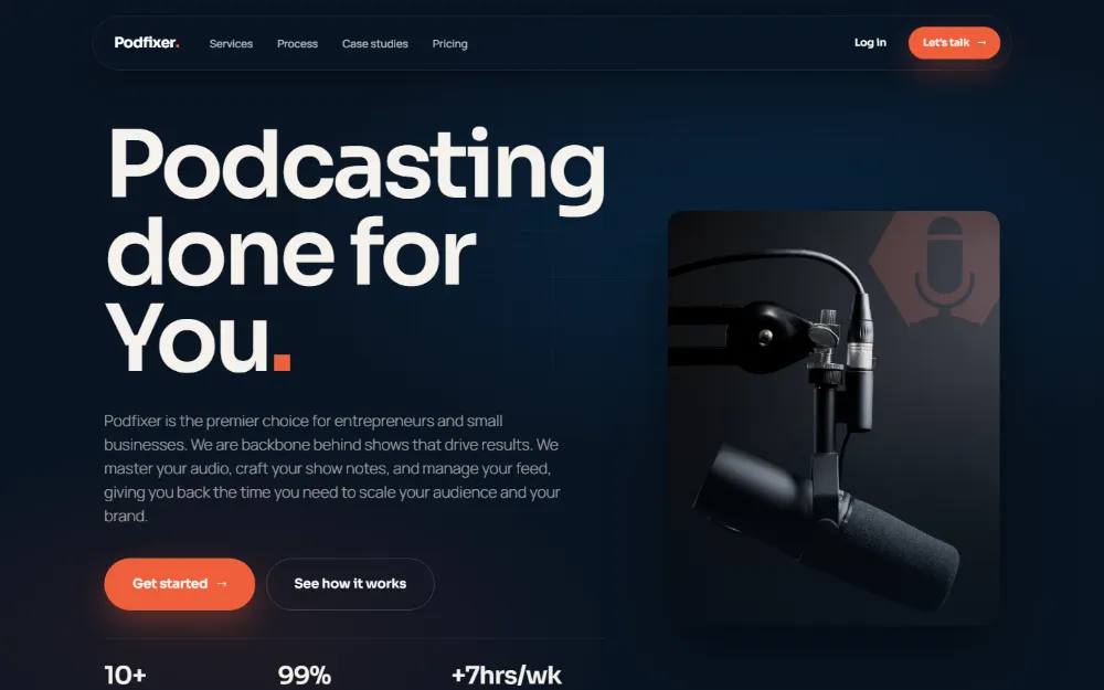 Podfixer website — Podcast production services, built by Sundae Websites