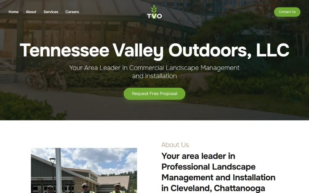 Tennessee Valley Outdoors website — Commercial landscaping, built by Sundae Websites