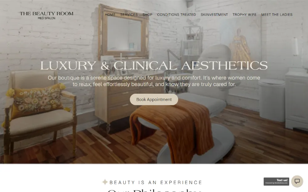 The Beauty Room website — Luxury aesthetics spa, built by Sundae Websites