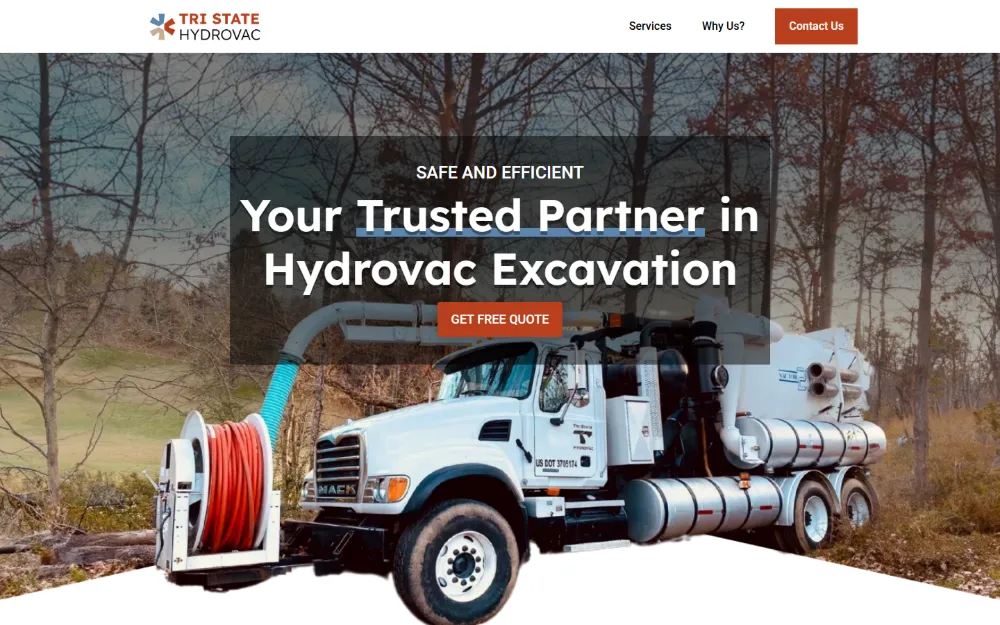 Tri State Hydrovac website — Hydrovac excavation, built by Sundae Websites